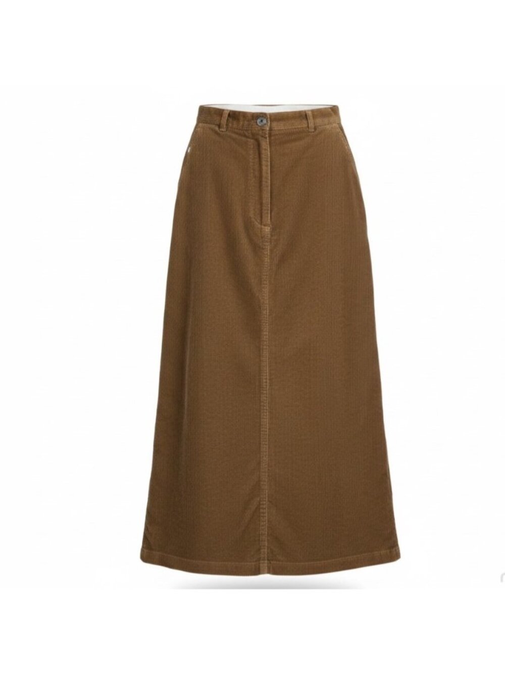 L.L.Bean Womens Brown Cotton & Tencel Corduroy A-Line Maxi Skirt Size 6 R